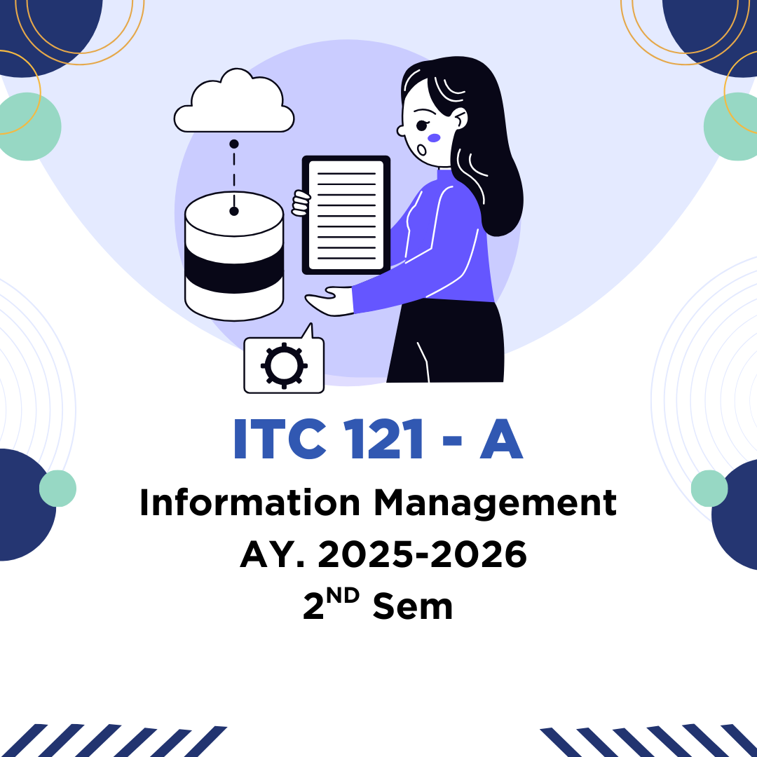 ITC 121A-Information Management[TTH 7:30-9:00]